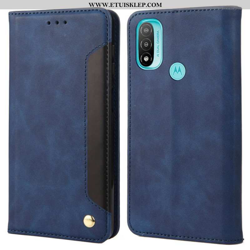 Etui Na Telefon do Moto E40 / E30 / E20 Etui Folio Dwukolorowy Biznesowy Efekt Skóry